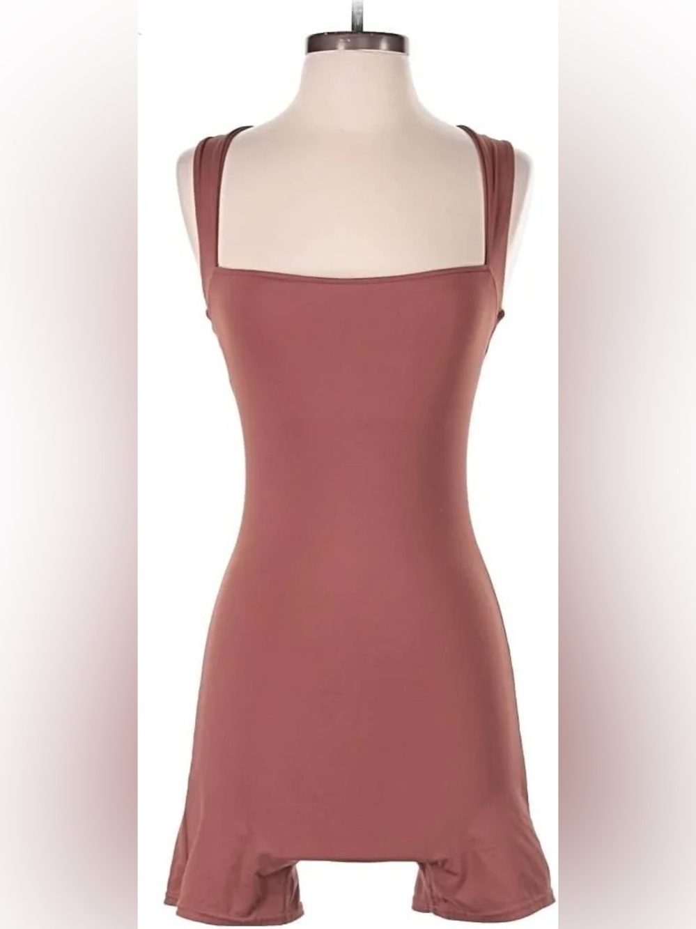 Qinsen Square Neck Active Romper Brown Size Small